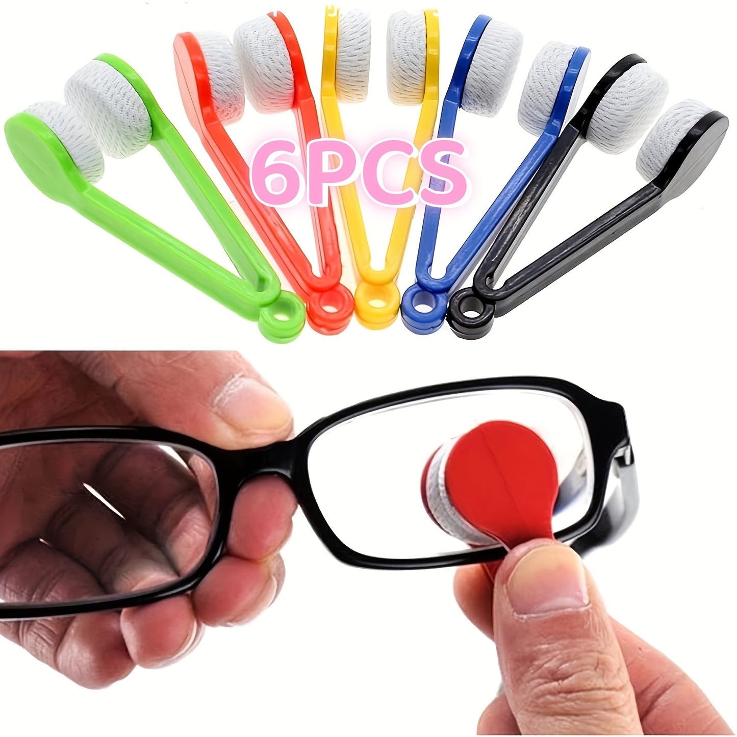 1/2/6pcs Portable Multifunctional Glasses Cleaning Brush, Soft Microfiber Glasses Wipe Cloth, Scratch-Free Lens Cleaning Brush, Keychain Hole, Traceless Polishing Tool, Suitable for Glasses