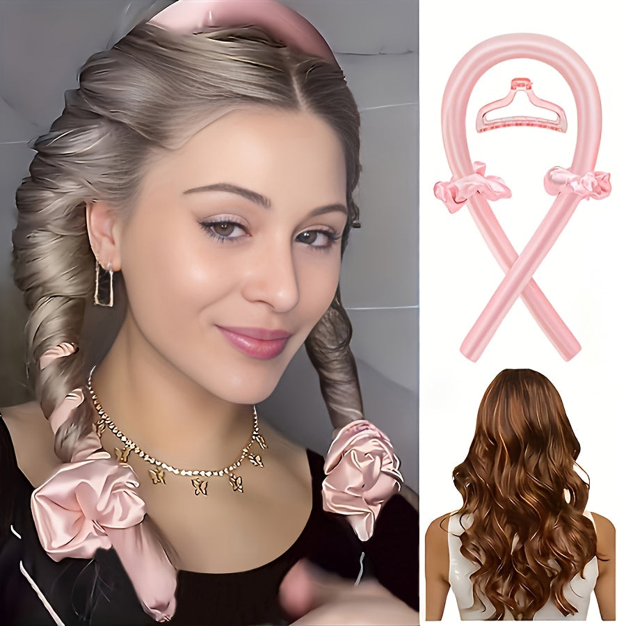 Heatless Curling Set - Satin Hair Rollers for Overnight Curls - Heatless Hair Curlers with Headband - Gentle and Effective Hair Care