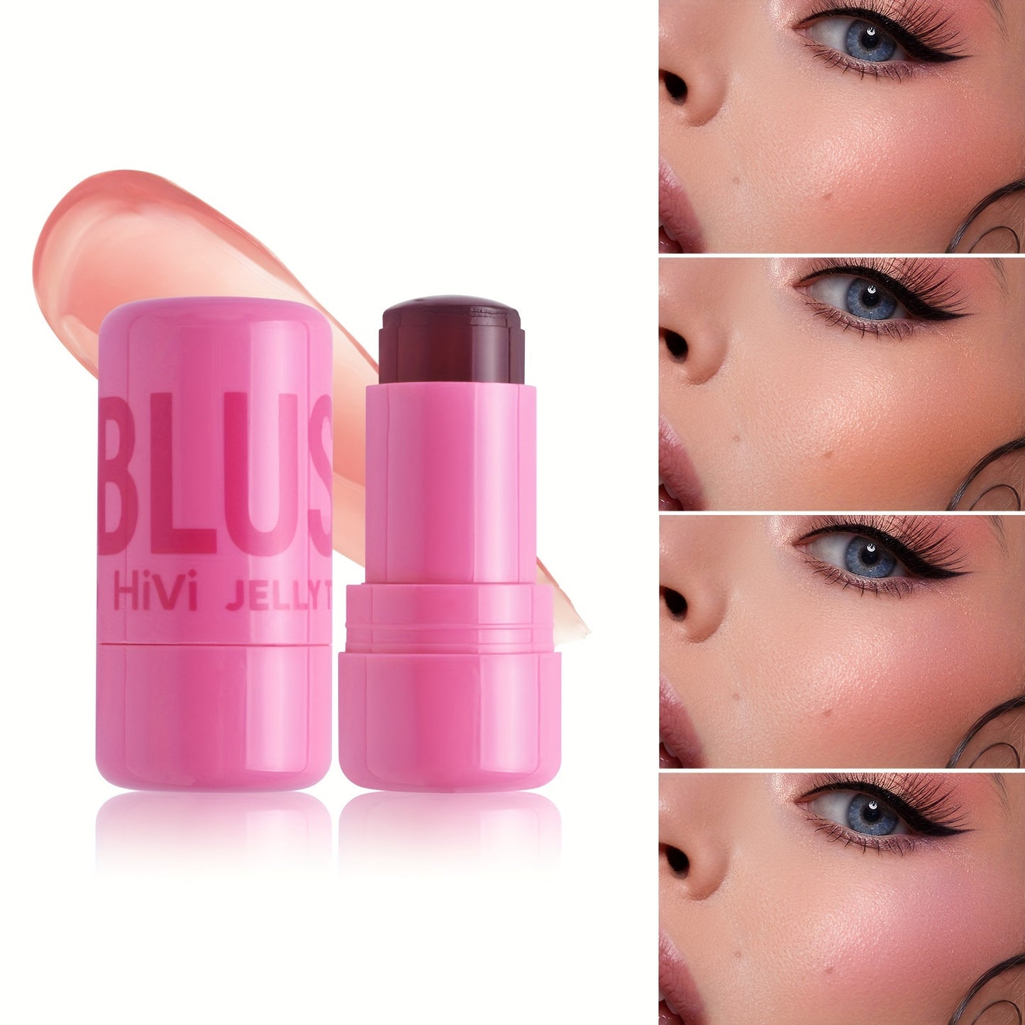 Waterproof Jelly Blush Stick - Dual-Use for Lips & Cheeks, Lightweight Concealer, Brightens All Skin Tones, 5g