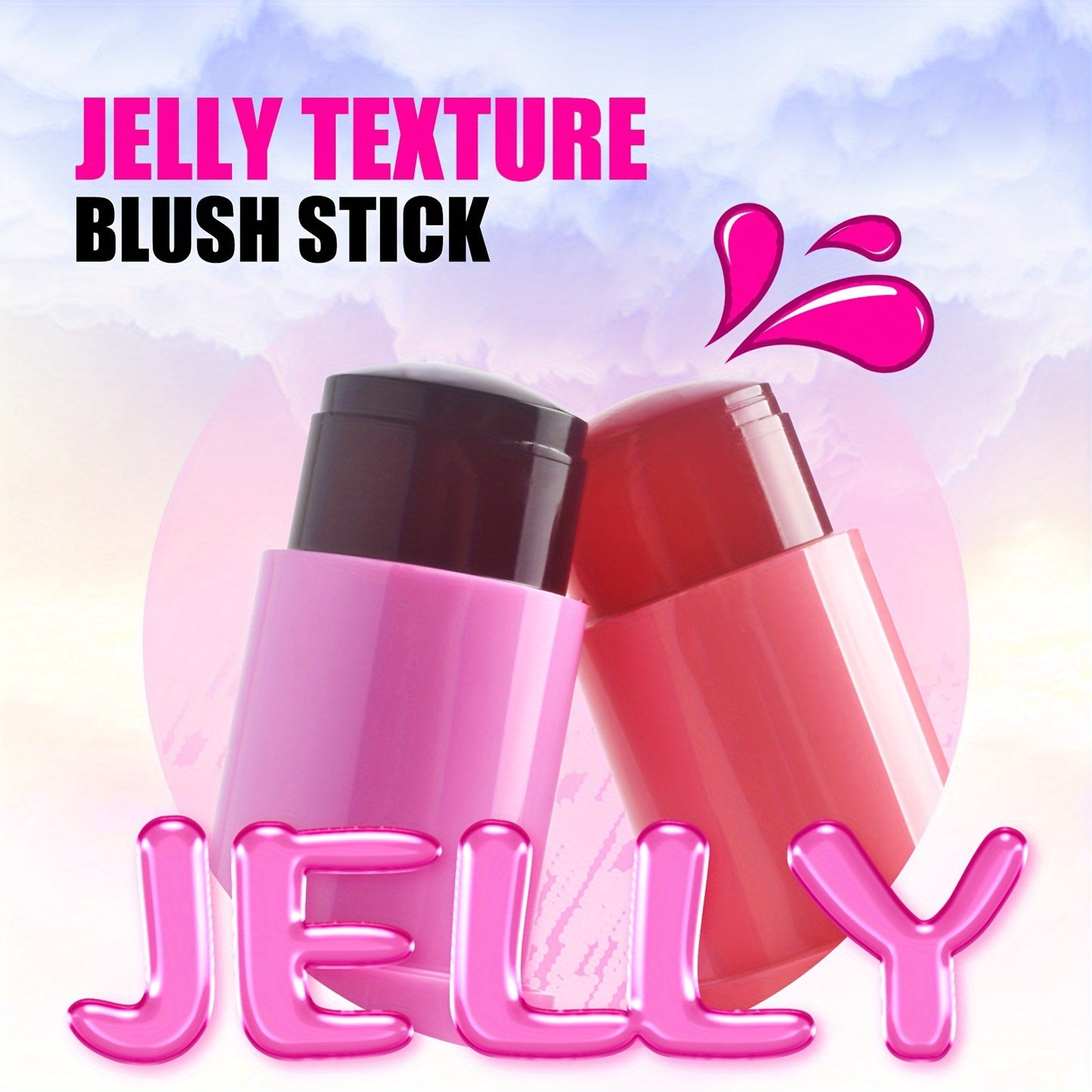 Waterproof Jelly Blush Stick - Dual-Use for Lips & Cheeks, Lightweight Concealer, Brightens All Skin Tones, 5g