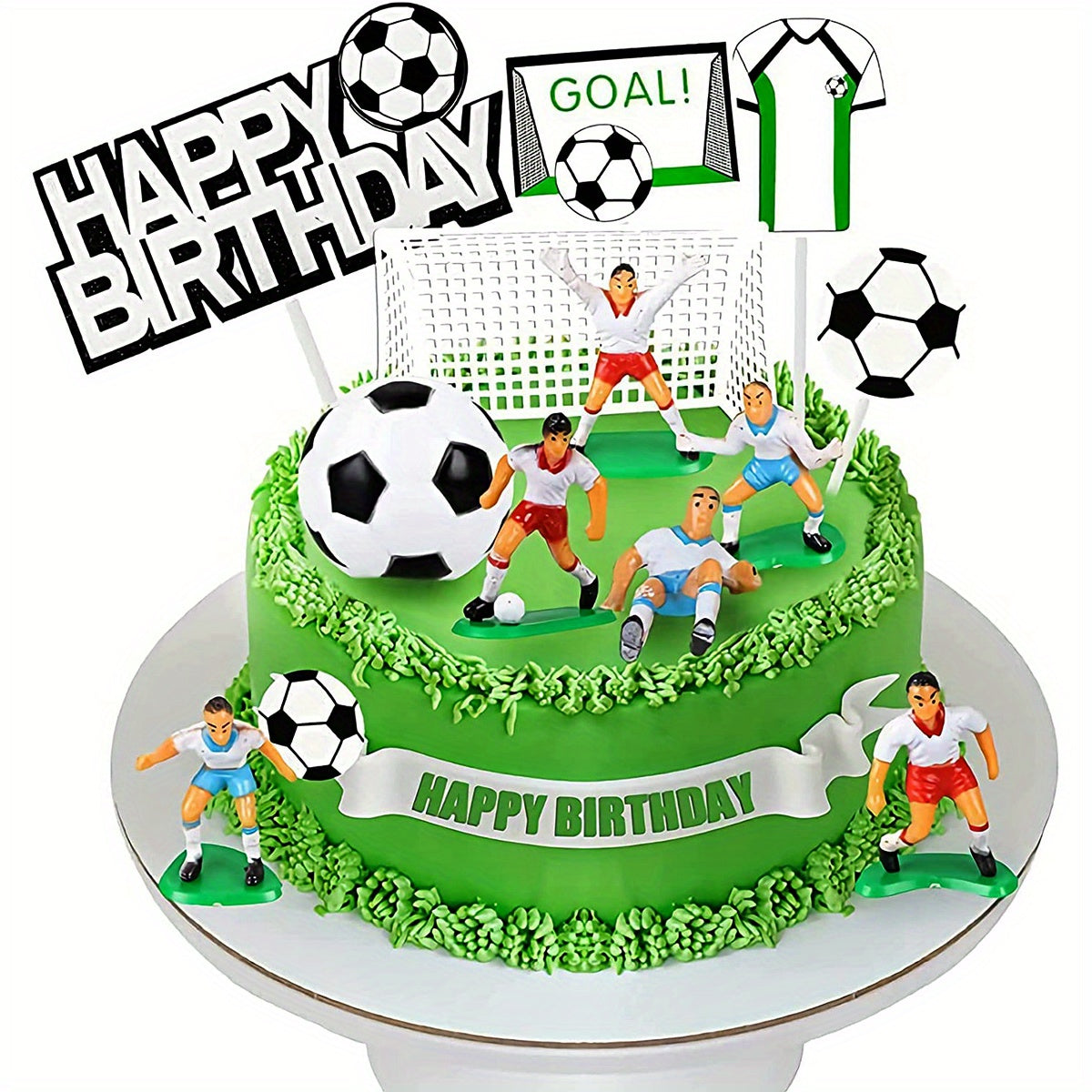 16pcs, Football Cake Decorations - Baked Scene Set, Birthday Door Frame, Theme Party Supplies - Baking Supplies