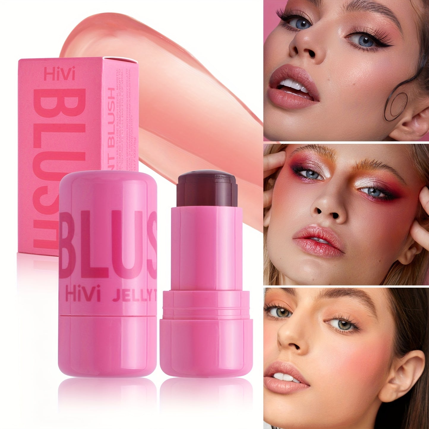 Waterproof Jelly Blush Stick - Dual-Use for Lips & Cheeks, Lightweight Concealer, Brightens All Skin Tones, 5g