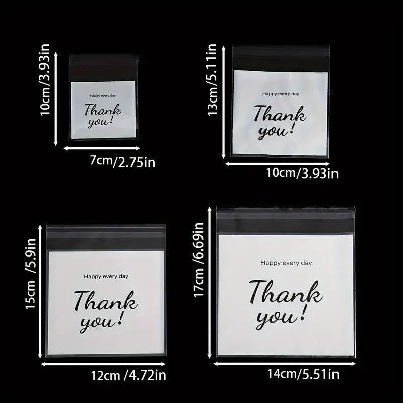 100 OPP Printed Thank-You Bags, Packaging Supplies, Used for Storing Jewelry, Accessories, Small Self-Sealing Thank-You Bags, Holiday Gift Thank-You Bags