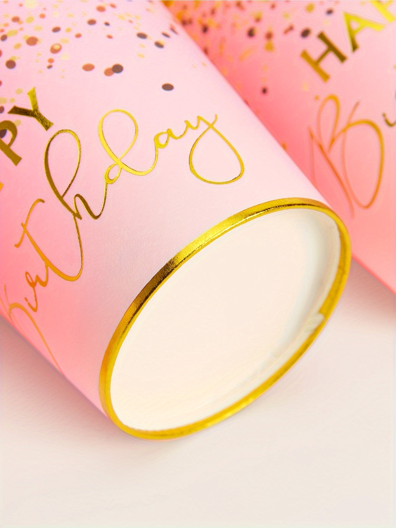 9oz Happy Birthday Paper Cup, Light Pink Golden Foil Happy Birthday Disposable Paper Cup, Party Cup Elegant Metallic Golden Foil Suitable for Birthday Party, Dinner, Celebration Party Supplies Decorative Party Paper Cup