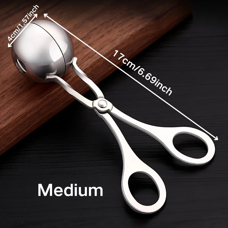 1pc Stainless Steel Meat Ballers with Anti-Slip Handles None-Stick Meat Baller Tongs Meatball Scoop Ball Makers, Rice Cake Pops Mold, Meatball Maker Ice Tongs Cookie Dough Scoops for Kitchen Tools