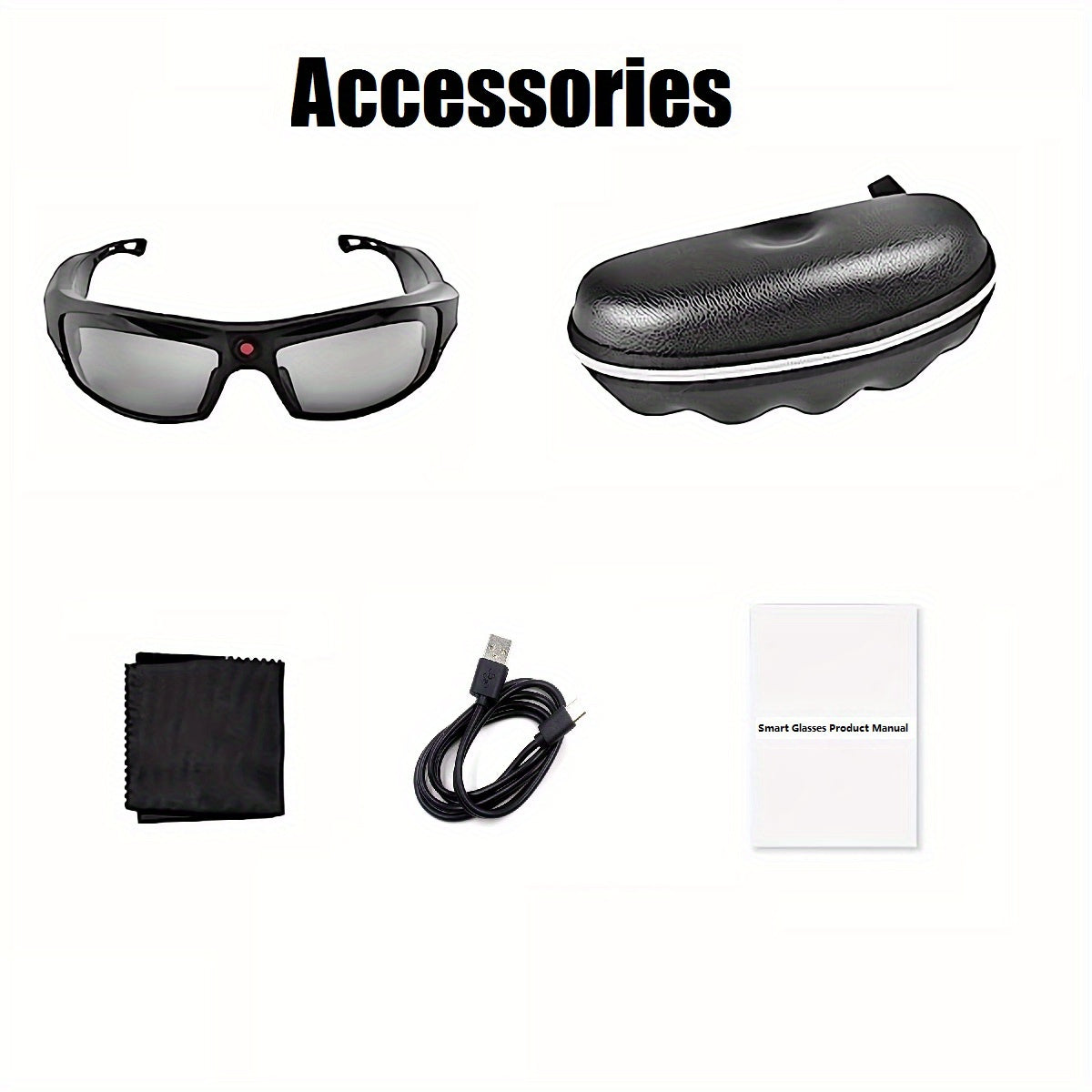 Smart Music Camera Glasses HD 1080P Smart Sunglasses Video Glasses, Wireless Earphones, Open Ear Headphones, Sports Action Camera For Biking, Skiing, Motorcycling, Fishing, Travelling