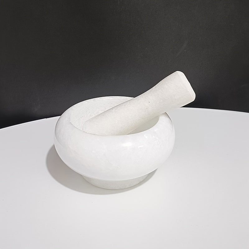 Premium Marble Mortar and Pestle Set - Perfect for Garlic, Spices & Herbs - Durable Kitchen Gadget with Unique Texture Design - Available in White or Black