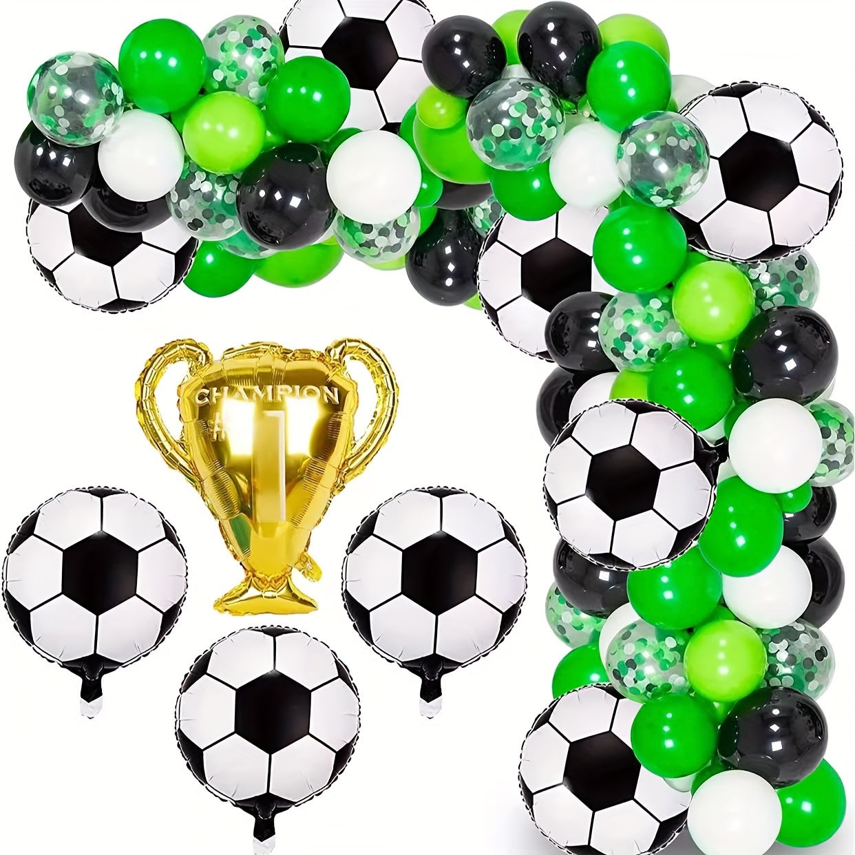 7pcs Soccer Trophy Balloon Set - Aluminum Foil, Self-Sealing Sports Theme Party Decor for Birthdays & Bar Celebrations,, Party Decoration