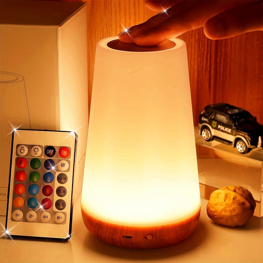 LED Lulling Night Light, Bedroom Dimmable Touch Light, Portable Table Bedside Lamp, 5 Brightness and 13 RGB Colours, Bedroom/Bathroom/Hallway/Living Room Night Lights