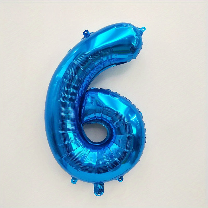 1pc Giant 32-inch Blue Number "60.96cm Balloon - Perfect for Birthdays, Weddings, Anniversaries & Theme Parties - Durable Self-Sealing Aluminum Film, Ideal for Celebrations & Decor, Birthday Balloons