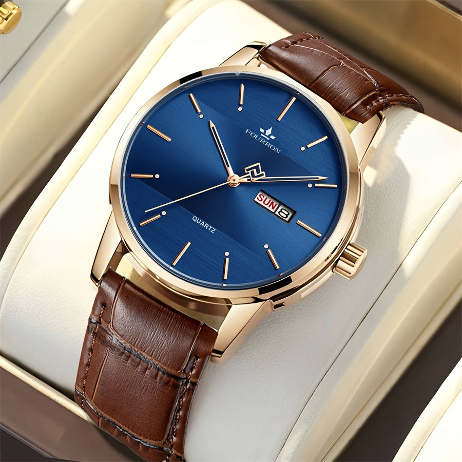 The FOURRON Brand Offers a New Stainless Steel Men'S Quartz Watch Featuring a Stylish And Minimalist Design, Perfect for Everyday Wear, Travel, And Business. It Is an Ideal Choice for Birthday And Holiday Gifts, with Multifun