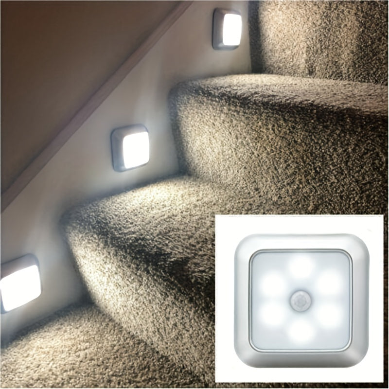 1pc 6LED Motion Sensor Night Light LED Wall Lamp Closet Cabinet Stair Wireless for Ladder Bedroom Corridor Staircase Indoor Decoration