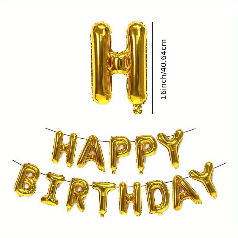 Factory Direct Sales Of American Version 16-inch Aluminum Film Ball Birthday Happy Birthday Letter Balloon Set Decoration