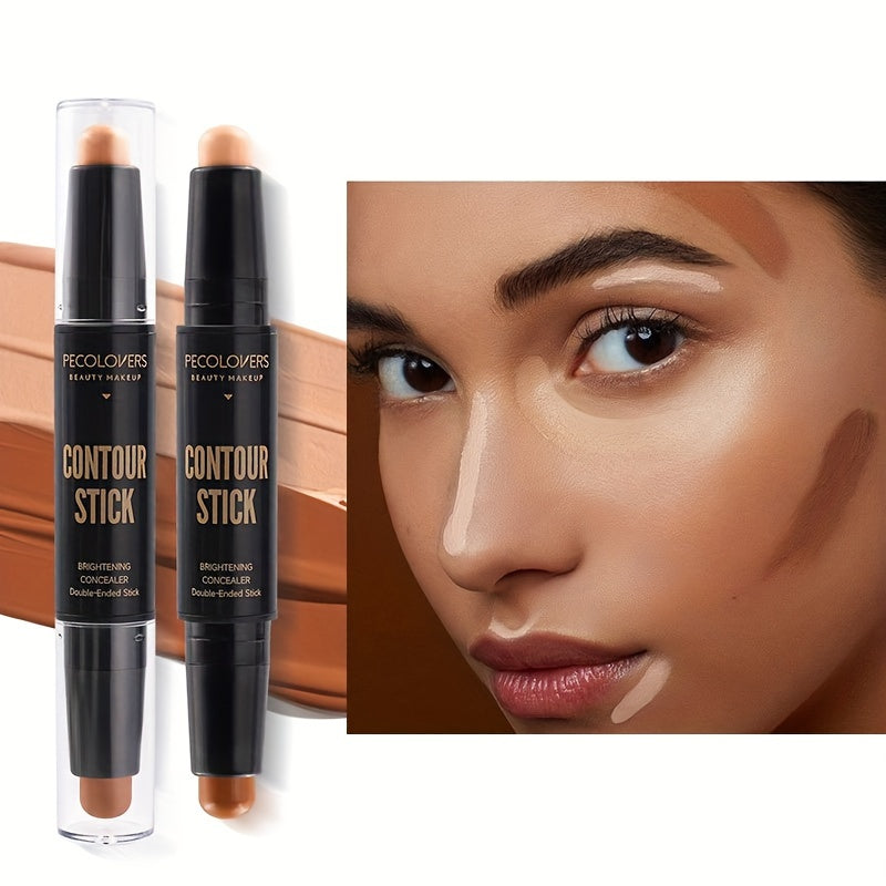 PECOLOVERS Highlight Contour Stick Duo - Nature Finish, Water Resistant, All Skin Tones, Under 1 Fl Oz Multi-Use Contouring & Bronzing Pencil, Cream Formula for Enhanced Coverage, Stick Form