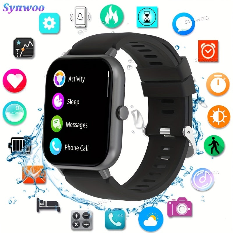 SYWNOO Smart Watch - 4.65cm Full Touch Screen, Fitness Tracker with Multiple Sports Modes, Weather & Music Controls, Voice Assistant, Magnetic Charging - Perfect Gift for Men & Women, Best for Christmas, Perfect for Thanksgiv