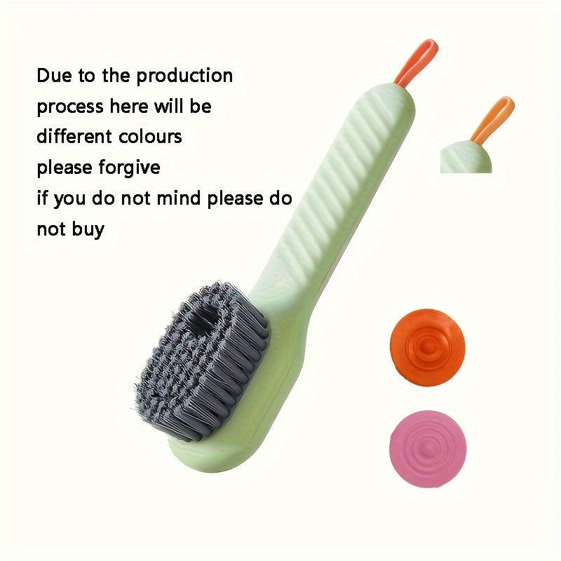 1pc Multi-Functional Liquid Dispenser Shoe Brush with Soft Bristles, Plastic Handle, No Electricity Needed, Ideal for Bathroom, Kitchen, Laundry Room Cleaning