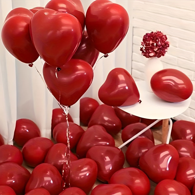 30pcs Romantic Red Heart-Shaped Balloons - 25.4cm Emulsion, Perfect for Valentine'S Day, Weddings, Anniversaries, Birthdays, Bachelor Parties, Party Decorations & Celebrations, No Electricity Needed