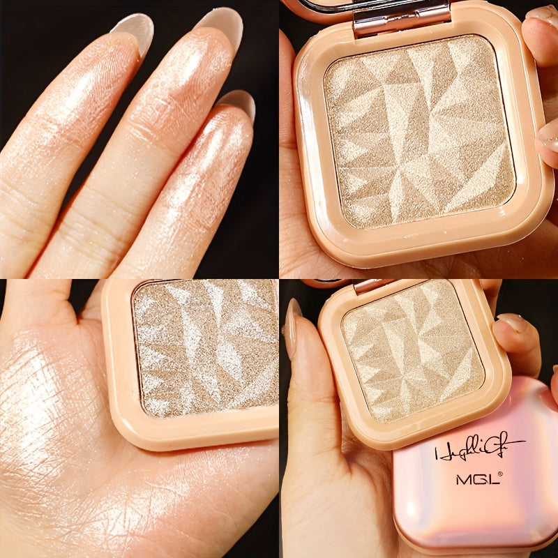 1pc Highlighter Palette, Iridescent Glow Face & Body Illuminator, Shimmering Glitter Contour Powder, Natural Radiance Makeup, Versatile Beauty Cosmetics For Brightening & Sculpting For Music Festival