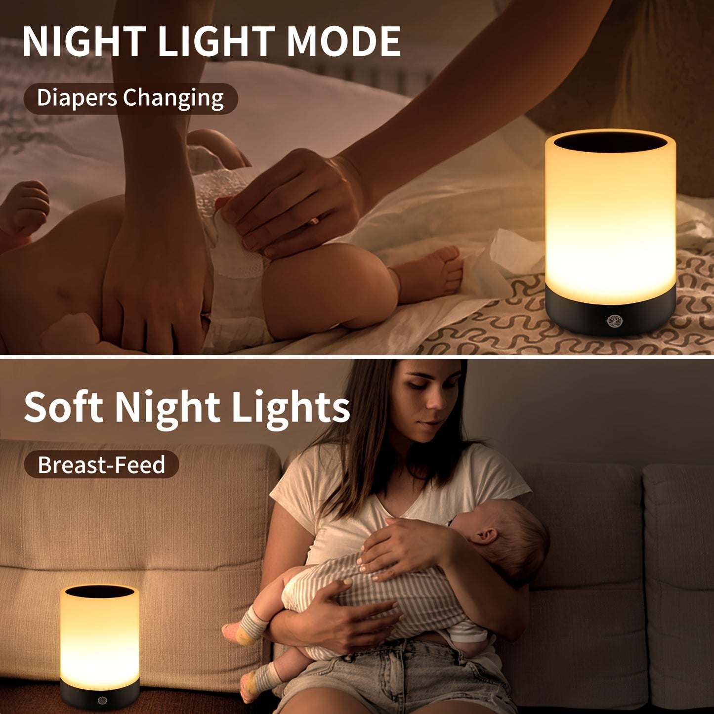 Versatile LED Solar Night Light - Dimmable 20%/60%/100%, Type-C & Battery Powered, Ideal for Bedside, Living Room, Outdoor Use - Touch Control, Warm Ambiance, High-Quality