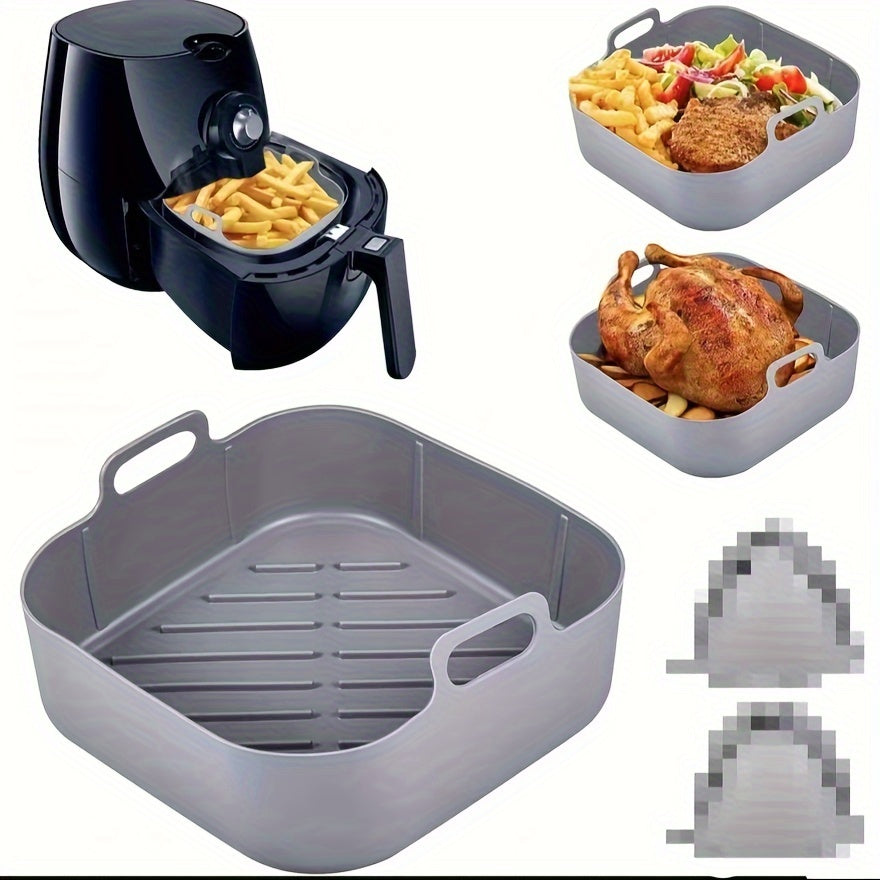 BPA-Free Silicone Air Fryer Liner Set, Reusable Non-Stick Square Air Fryer Basket Mat, Air Fryer Baking Tray Accessory with Air Fryer Cookware