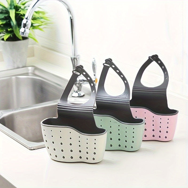 1pc Multifunctional Silicone Sink Sponge Rack with Adjustable Shoulder Strap - Organize and Drain Your Sponge, Kitchen Supplies, and More! Kitchen Accessories