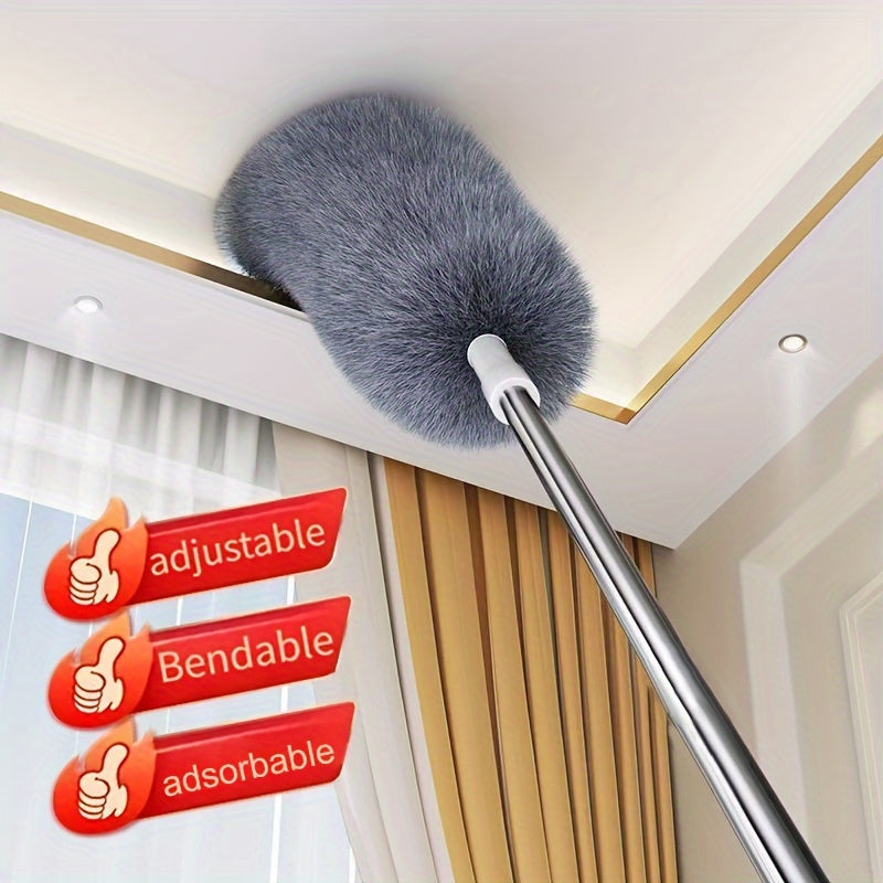 Versatile Retractable Duster with Bendable Head - Reusable & Washable for High Ceilings, Furniture & Car Cleaning