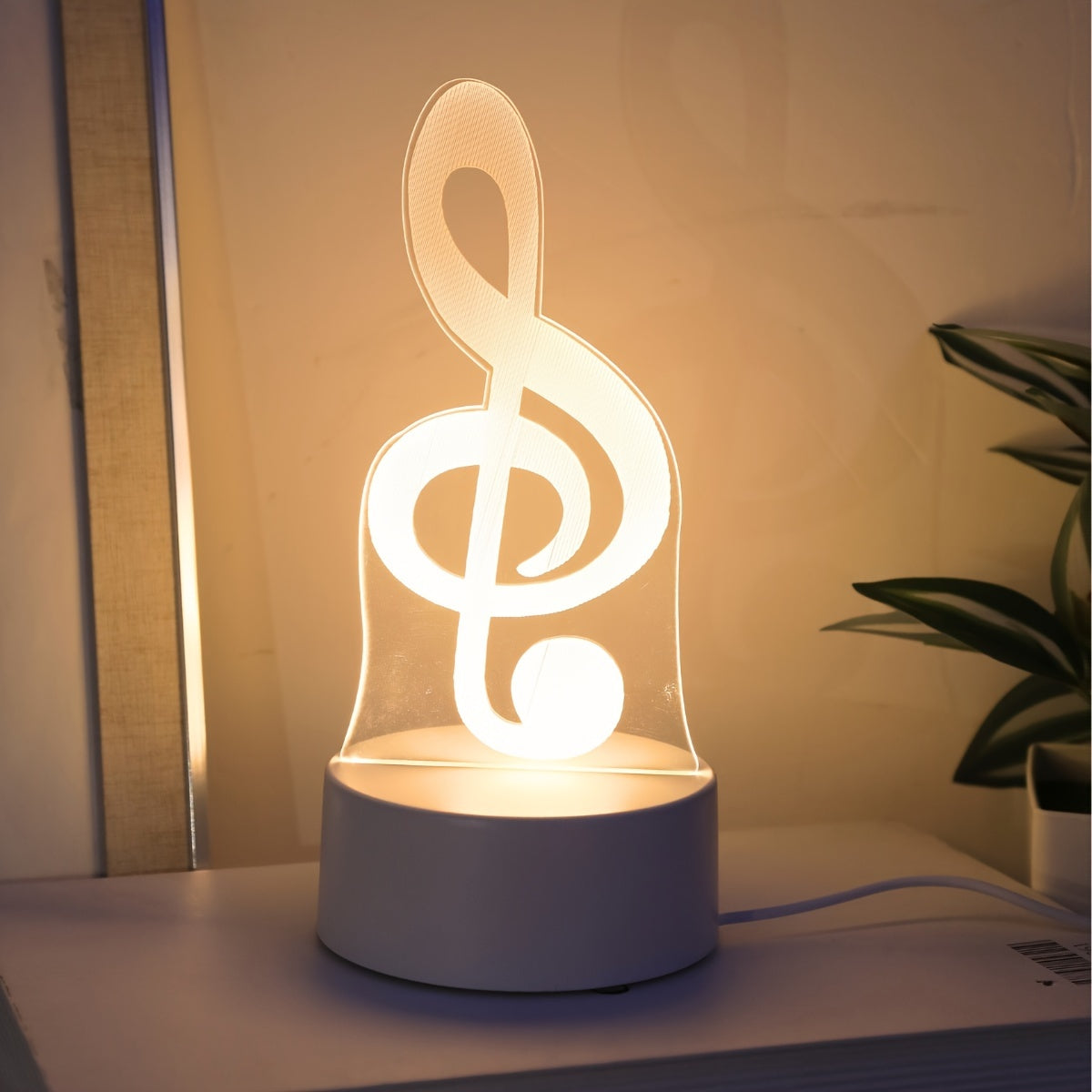 USB-Powered 3D Music Note Night Light - Creative Table Lamp for Bedroom & Living Room Decor, Perfect Birthday or Holiday Gift