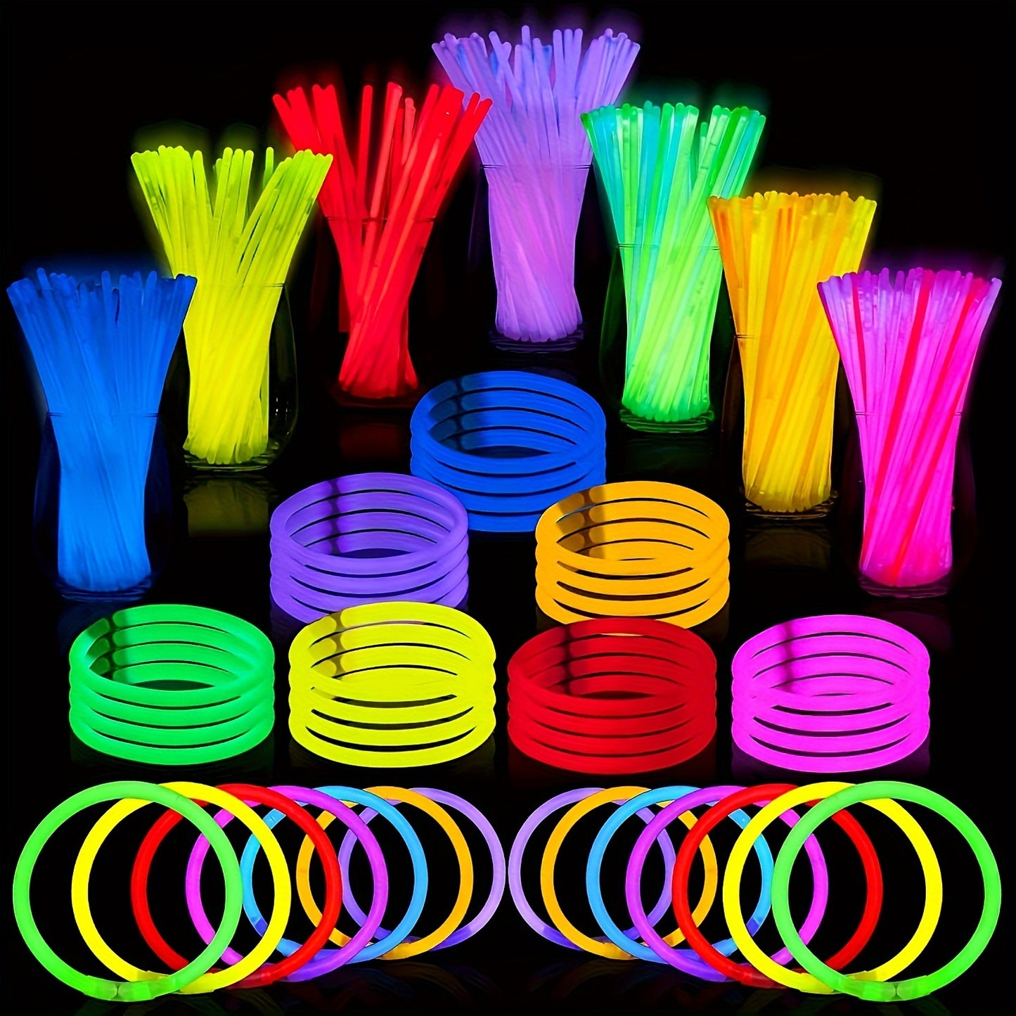 100pcs Vibrant Glow Sticks - Battery-Free, Flexible Neon Rods for Parties, Christmas, Halloween & Easter Decorations