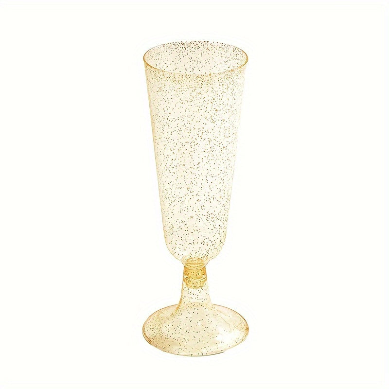 A Pack Of 25/50 Plastic Champagne Cups, 5.5 Ounces, With Shy Grass Glasses Acrylic Wedding Toast Cups For 2025 New Year's Christmas Party Cocktail Cups, Transparent Disposable And Not Easily Damaged Drinkware, Perfect For Wed