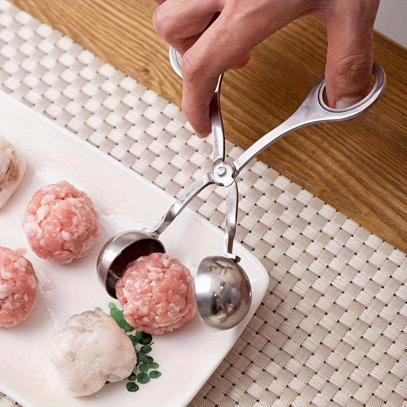 1pc Stainless Steel Meat Ballers with Anti-Slip Handles None-Stick Meat Baller Tongs Meatball Scoop Ball Makers, Rice Cake Pops Mold, Meatball Maker Ice Tongs Cookie Dough Scoops for Kitchen Tools