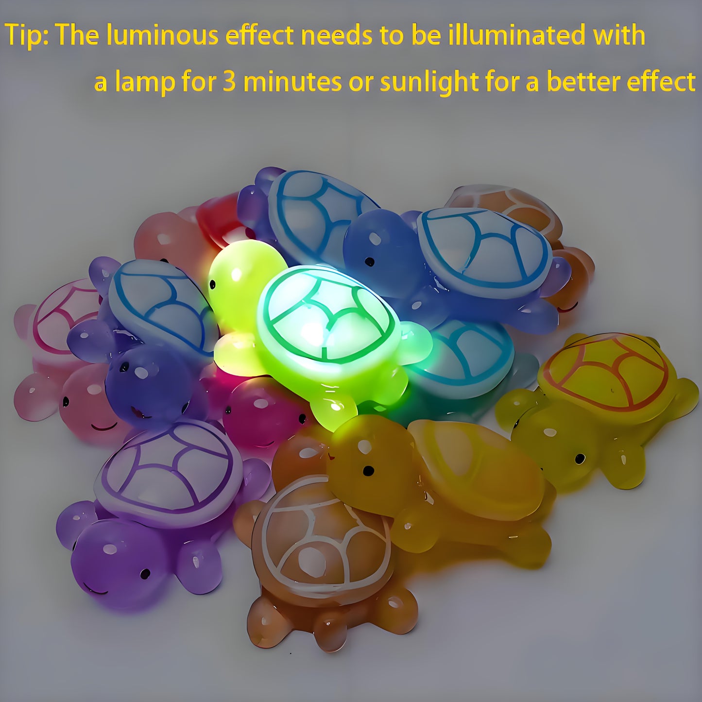 20-Pack 3D Turtle Glow-in-the-Dark Resin Party Favors, Battery-Free, Universal Holiday Decor, No Feather, Electricity-Free Night Light Craft Ornaments