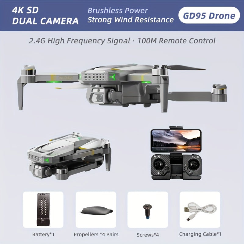 GLOBAL DRONE GD95 Quadcopter Drone, 480p Dual Camera, 360° Obstacle Avoidance, 2000mAh Battery, 10m/s Max Speed, 40m Altitude, 100M 2.4G Remote, with Extra Props, Carrying Case & Protective Ring, for Aerial Photography & Liv