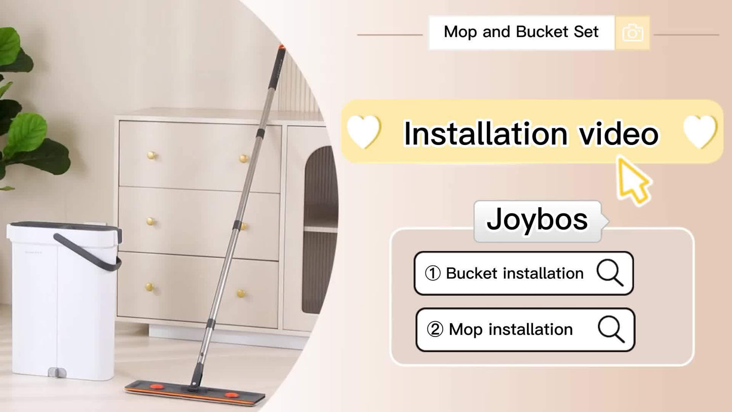 1set Joybos Flat Mop and Bucket Set with Stainless Steel Handle - Easy Wringing, No Electricity Needed - Ideal for Living Room, Bedroom, Bathroom, Car, and Floor Cleaning - Durable ABS and PP Material