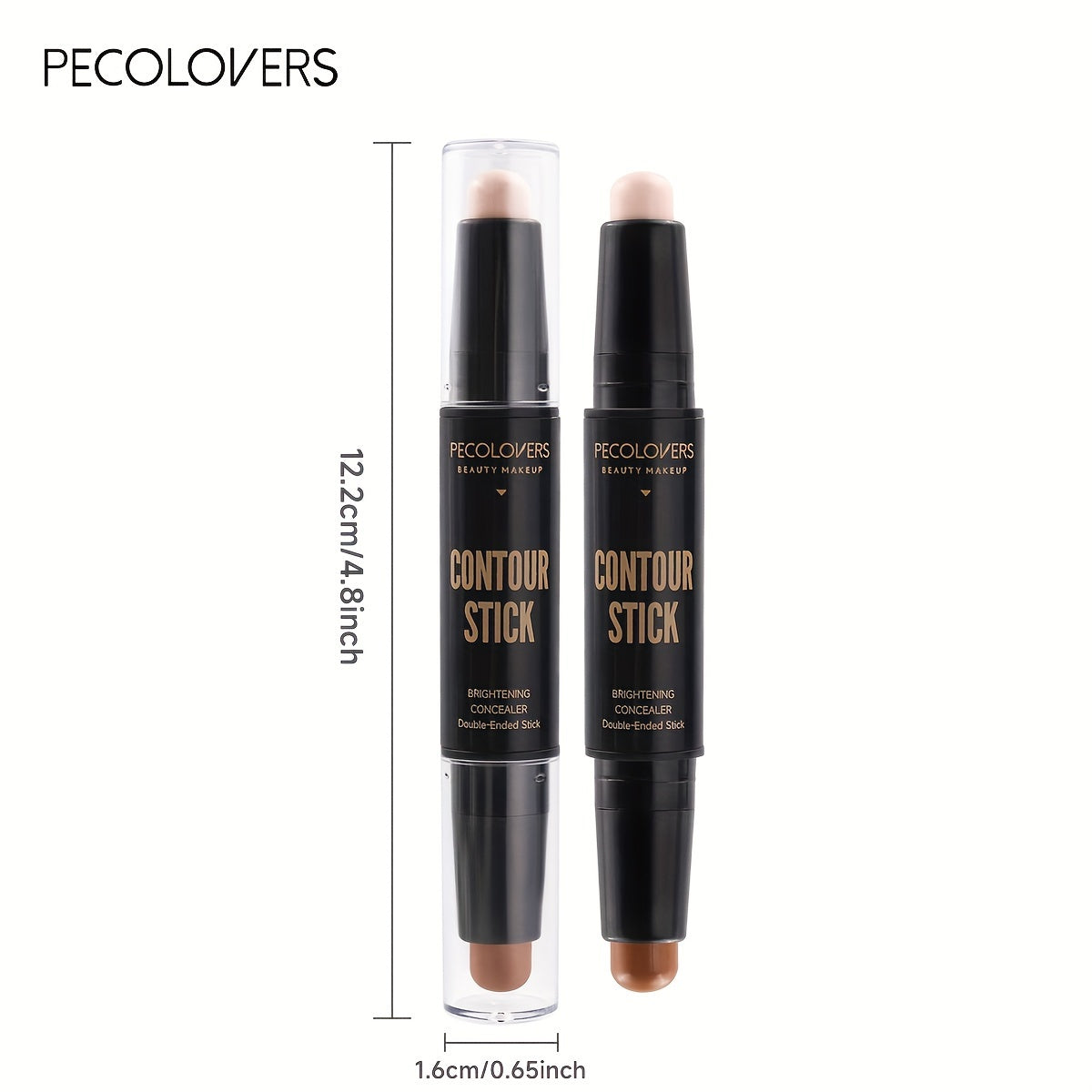 PECOLOVERS Highlight Contour Stick Duo - Nature Finish, Water Resistant, All Skin Tones, Under 1 Fl Oz Multi-Use Contouring & Bronzing Pencil, Cream Formula for Enhanced Coverage, Stick Form