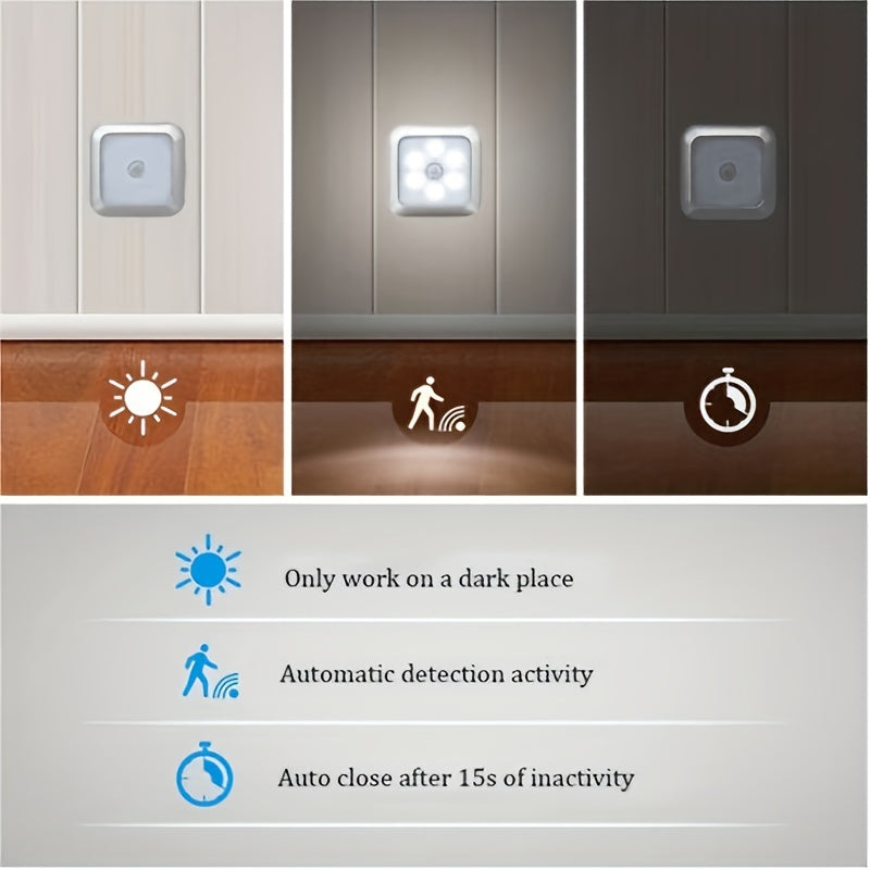 1pc 6LED Motion Sensor Night Light LED Wall Lamp Closet Cabinet Stair Wireless for Ladder Bedroom Corridor Staircase Indoor Decoration