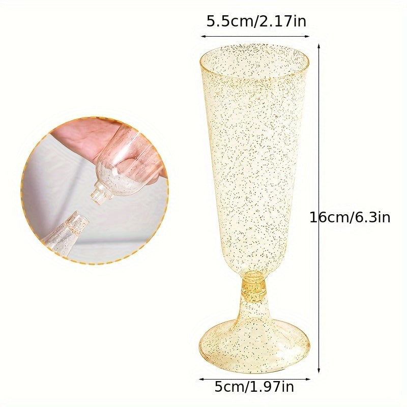 A Pack Of 25/50 Plastic Champagne Cups, 5.5 Ounces, With Shy Grass Glasses Acrylic Wedding Toast Cups For 2025 New Year's Christmas Party Cocktail Cups, Transparent Disposable And Not Easily Damaged Drinkware, Perfect For Wed