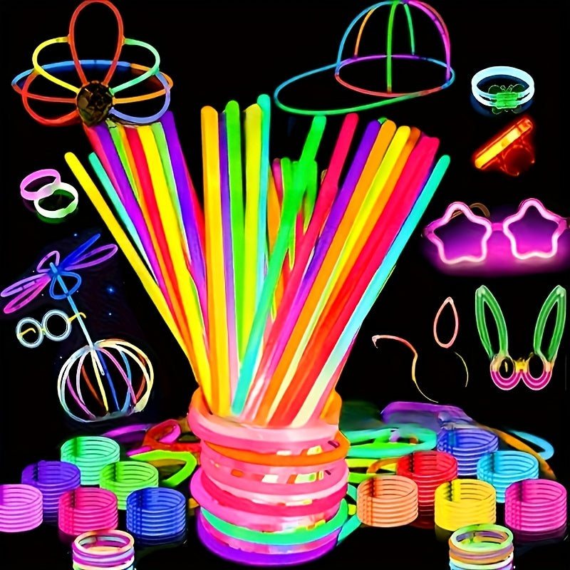 100pcs Vibrant Glow Sticks - Battery-Free, Flexible Neon Rods for Parties, Christmas, Halloween & Easter Decorations