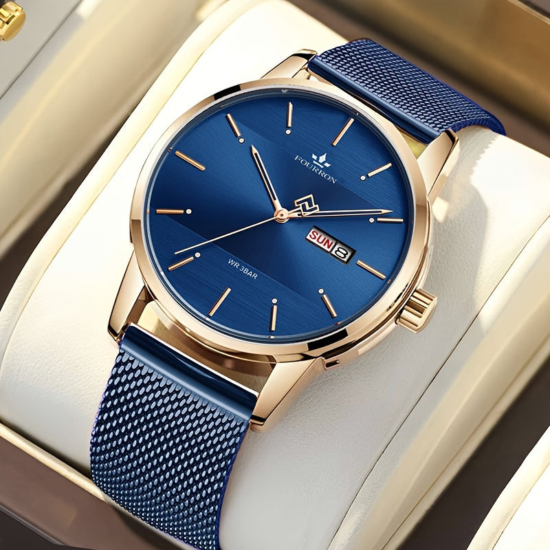 The FOURRON Brand Offers a New Stainless Steel Men'S Quartz Watch Featuring a Stylish And Minimalist Design, Perfect for Everyday Wear, Travel, And Business. It Is an Ideal Choice for Birthday And Holiday Gifts, with Multifun