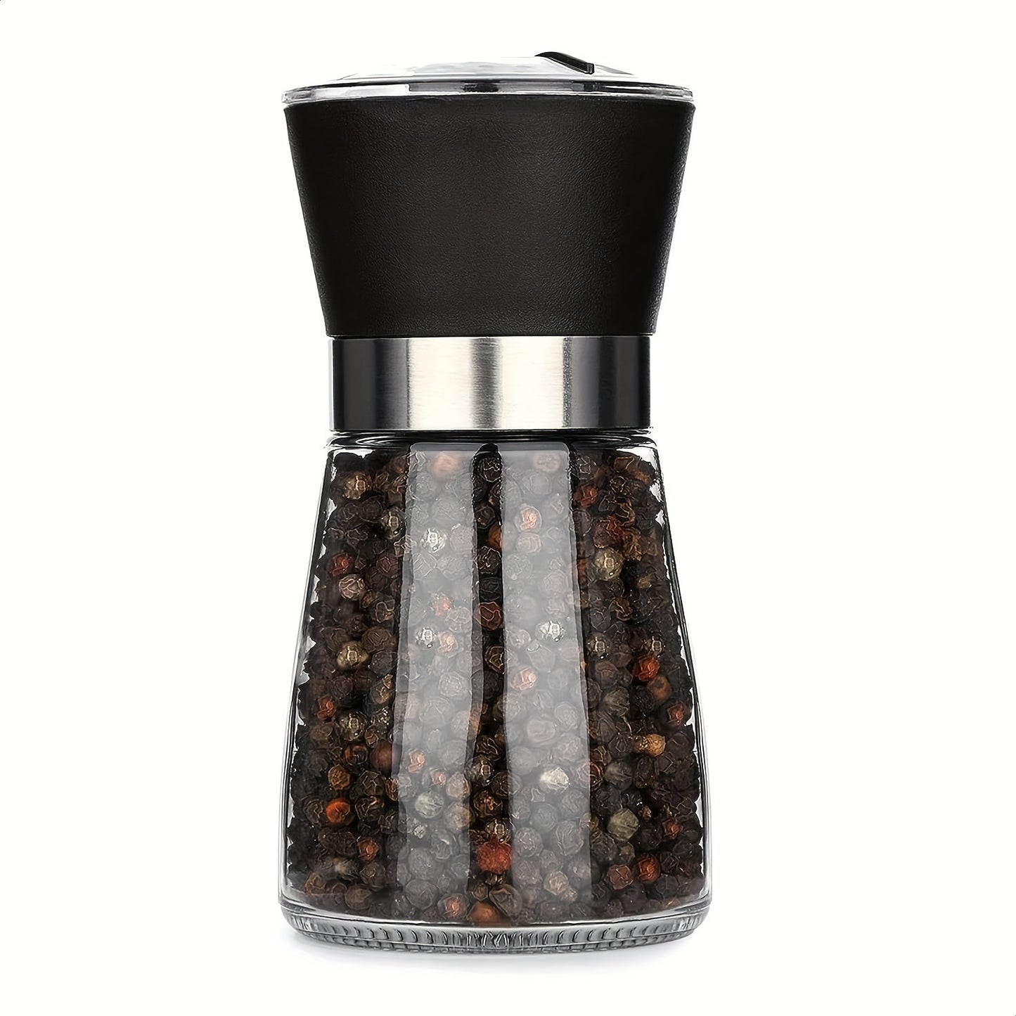 2pcs, Pepper Grinder, Household Sea Salt Ginder, Glass Spice Grinder, Manual Pepper Mill, Spice Crusher, Reusable Spice Bottle For BBQ Picnic Camping, Kitchen Gadgets, Valentine's Day Gifts Kitchen Accessories