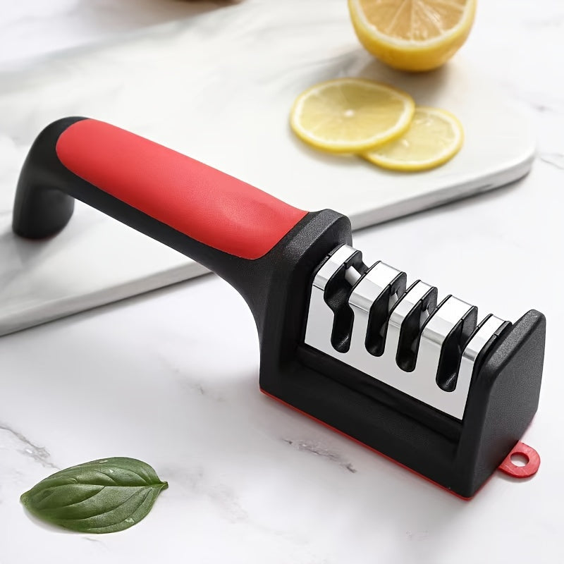 1pc Outdoor Knife Sharpener, 4 Stages Professional Kitchen Sharpening Stone Grinder, Knives Whetstone Tungsten Diamond Ceramic Sharpener Tool Kitchen Accessories