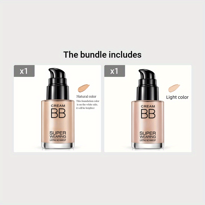 BB Cream Liquid Foundation - Super Wearing, Long-Lasting Flawless Finish, Moisturizing & Isolating, Medium Coverage, Matte Finish for All Skin Types - Ideal Holiday Gift for Women