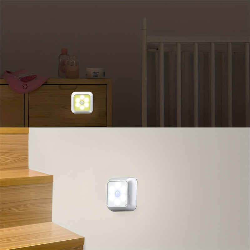 1pc 6LED Motion Sensor Night Light LED Wall Lamp Closet Cabinet Stair Wireless for Ladder Bedroom Corridor Staircase Indoor Decoration