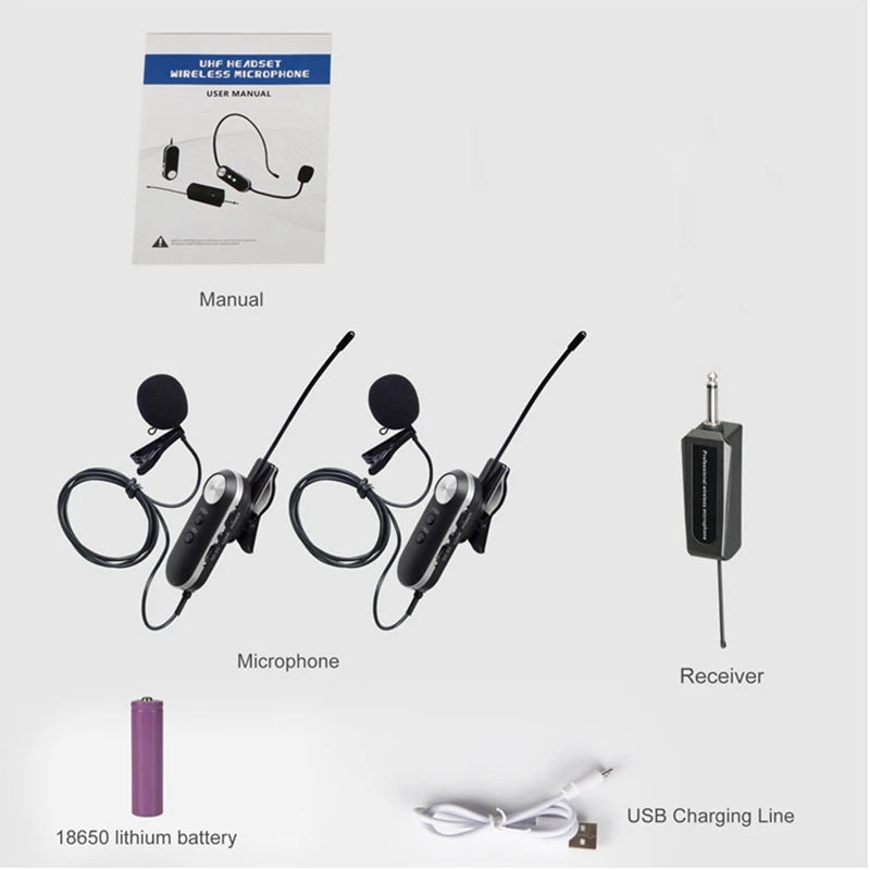 Wireless Lavalier Microphone System Dual Wireless Lapel Mic For Iphone DSLR Camera Youtube Podcast Vlog Interview