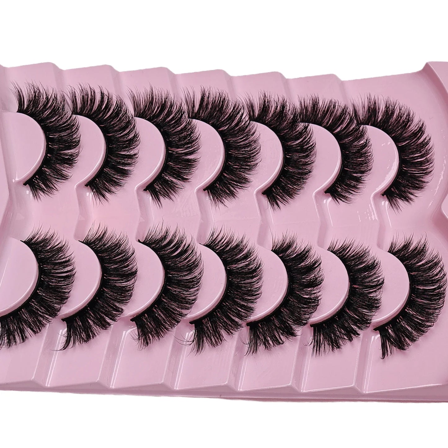 7 Pairs False Eyelashes Wispy Lashes Natural Look Fake Eyelashes Cat Eye Lashes Fake Fluffy Strip False Lashes Pack