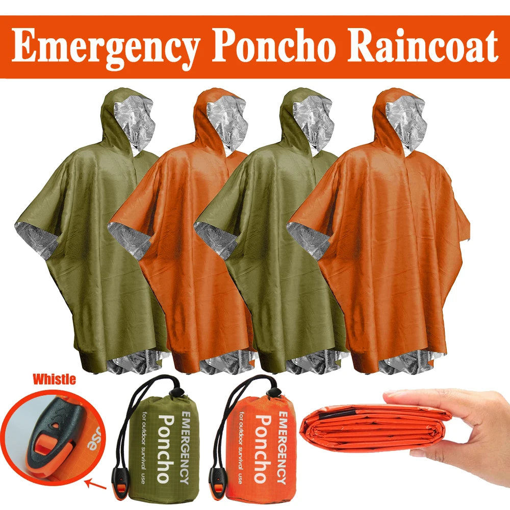 Emergency Waterproof Raincoat Aluminum Film Disposable Poncho Warm Thermal Rainwear Blankets Survival Tools Camping Equipment