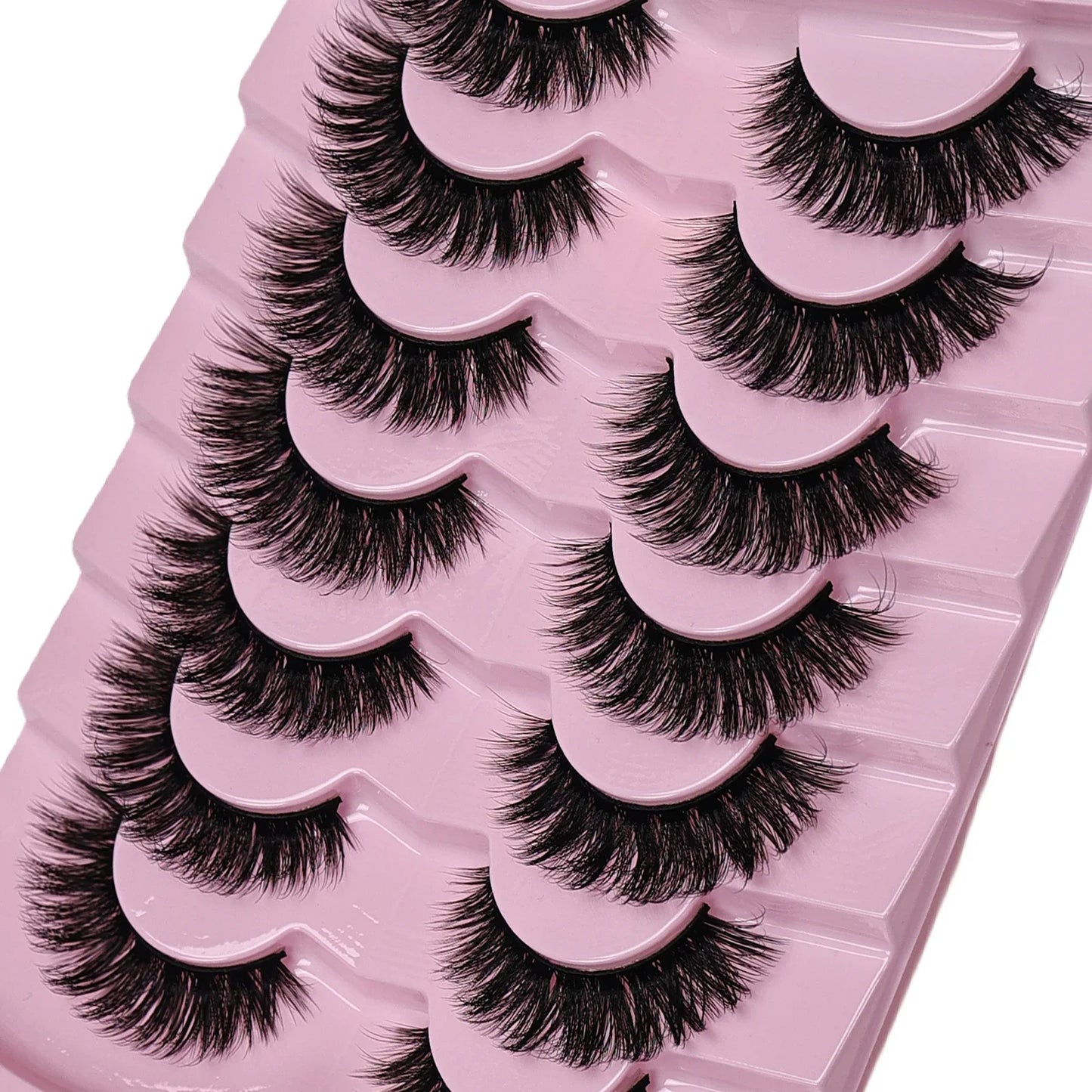 7 Pairs False Eyelashes Wispy Lashes Natural Look Fake Eyelashes Cat Eye Lashes Fake Fluffy Strip False Lashes Pack