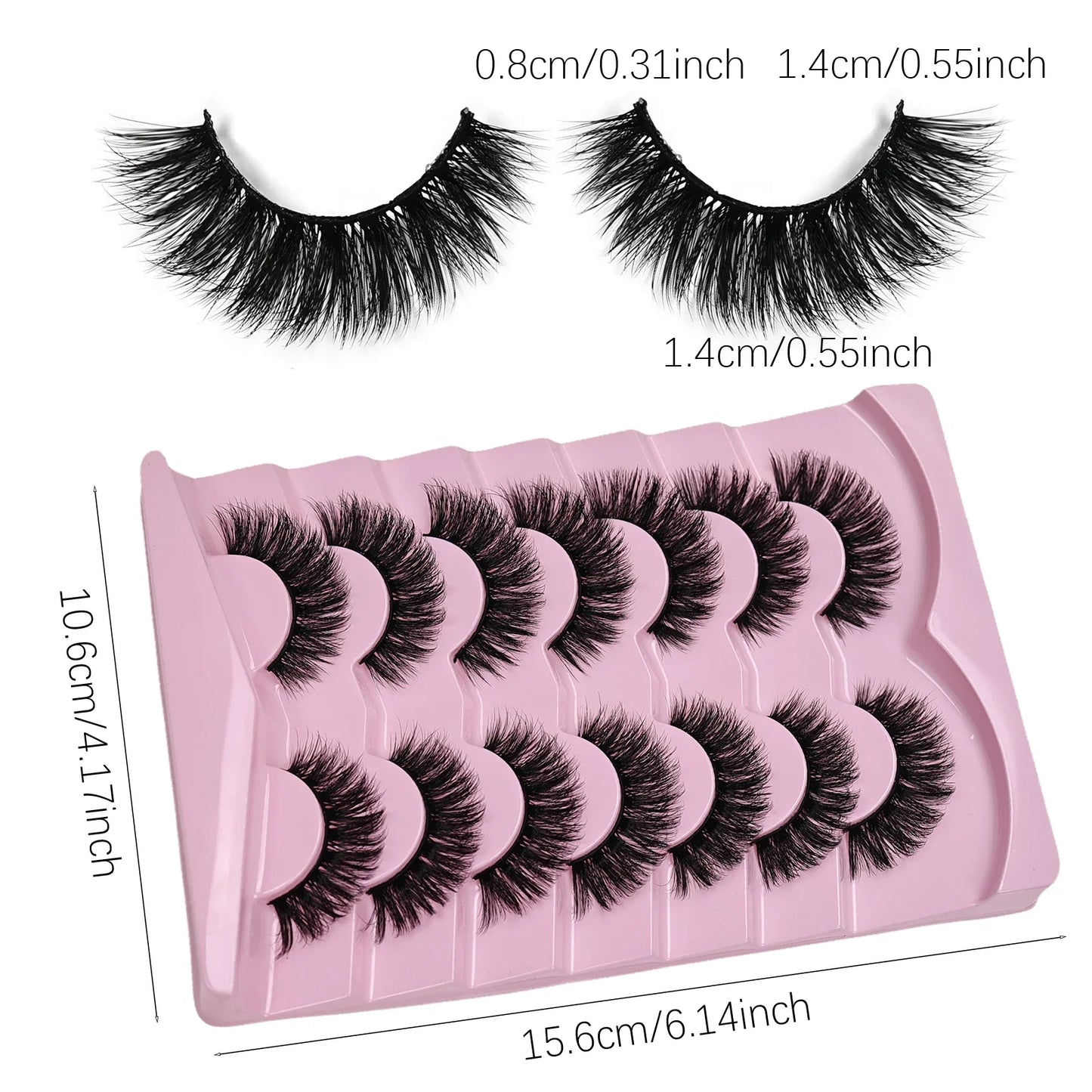 7 Pairs False Eyelashes Wispy Lashes Natural Look Fake Eyelashes Cat Eye Lashes Fake Fluffy Strip False Lashes Pack