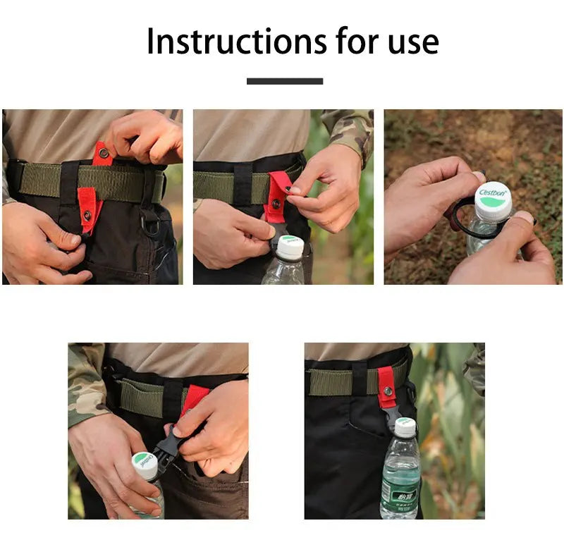 1PCS Webbing Buckle Hook Water Bottle Holder Camping Outdoor Security Escape Supplies Nylon Webbing Buckle Carabiner Belt Clip