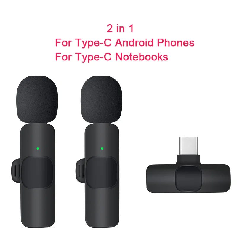 Mini Portable Wireless Tie Microphone Lavalier Microphone for iphone Android Interview Recording Live Vlog Broadcast Gaming Mic