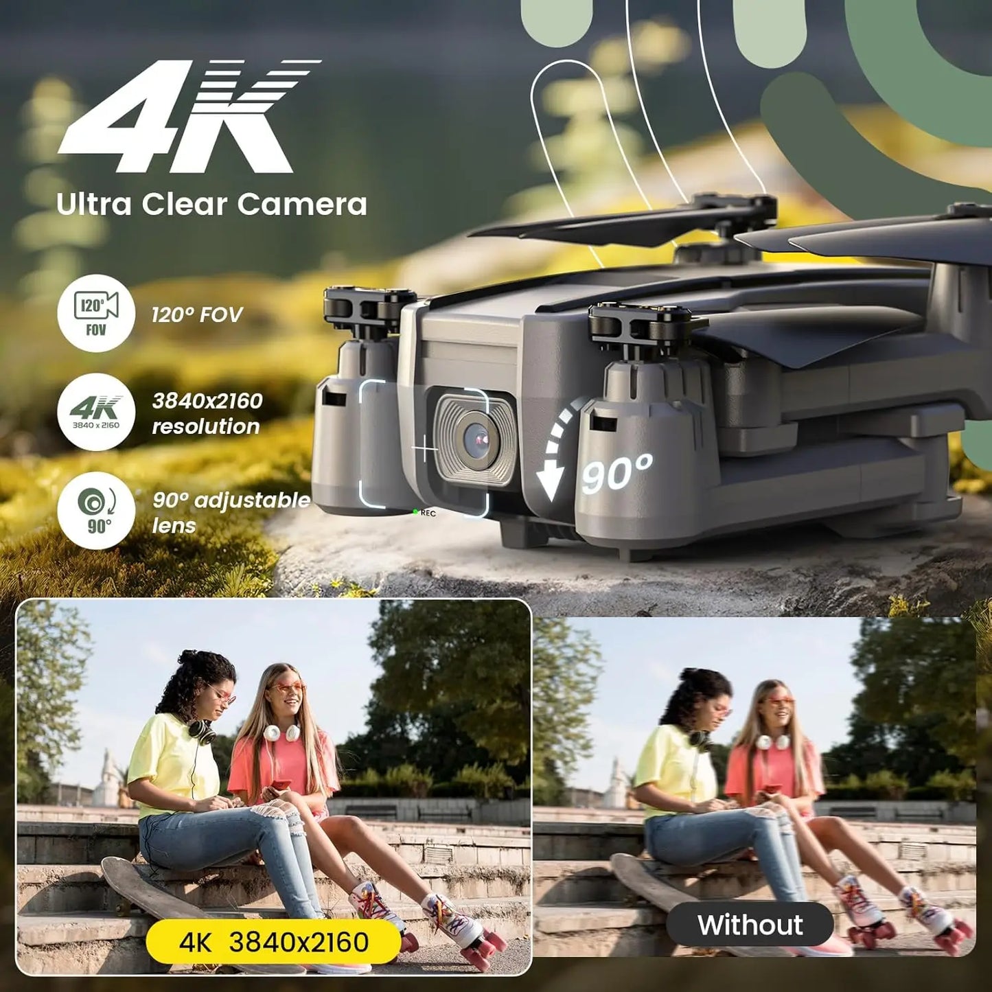 Holy Stone HS440D 4K GPS Drone: 20min Flight, Follow Me, Return, 5G FPV, Foldable, under 249g, Pro,C0..